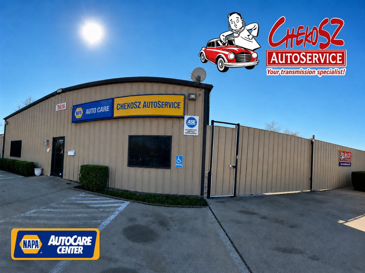 ChekoSZ AutoService shop exterior, a NAPA AutoCare center in Dallas, TX