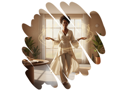 Ageless Black woman wellness practitioner in a modern healing space, standing grounded and supported, symbolizing receiving, restoration, and aligned success Ageless Black woman wellness practitioner in a modern healing space, standing grounded and supported, symbolizing receiving, restoration, and aligned success