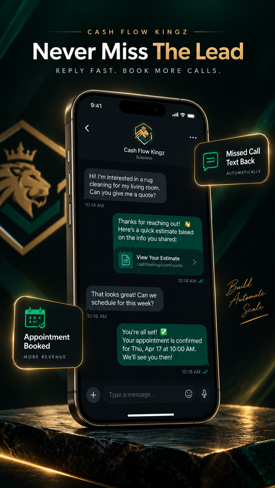 Automated lead follow up conversation on a phone