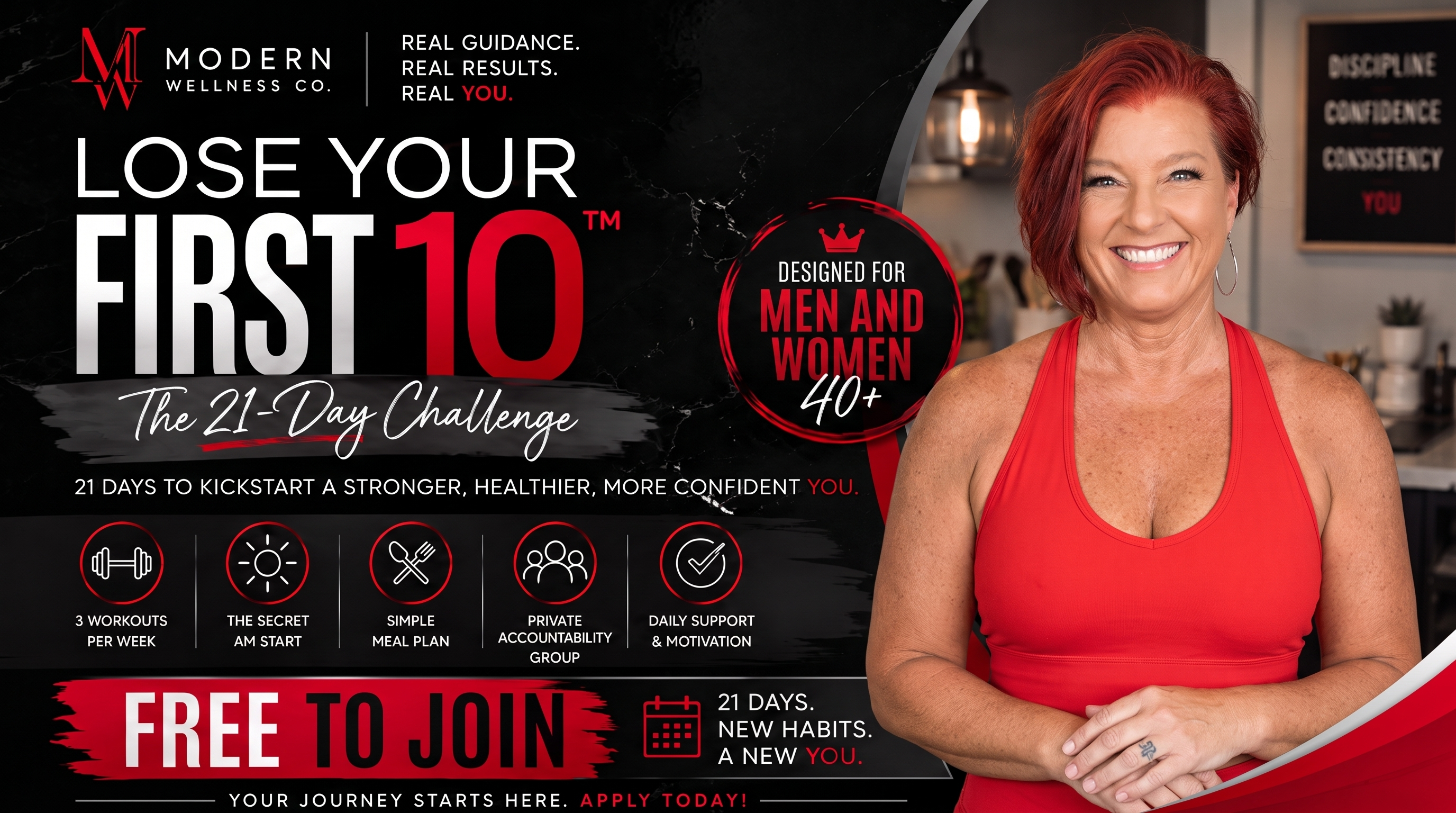 Lose Your First 10™ — The 21-Day Challenge. Designed for men and women 40+