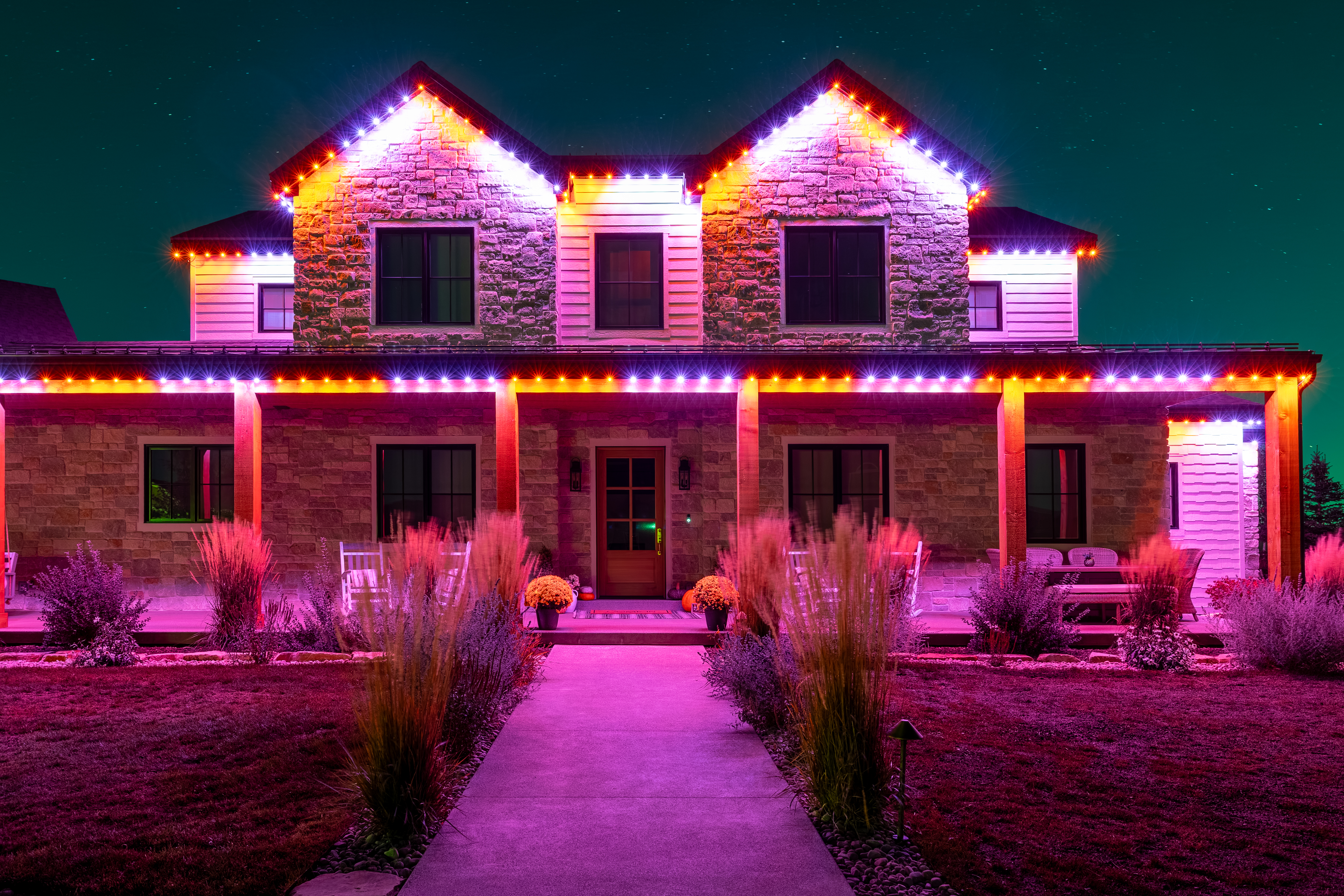 Pink and purple permanent lighting