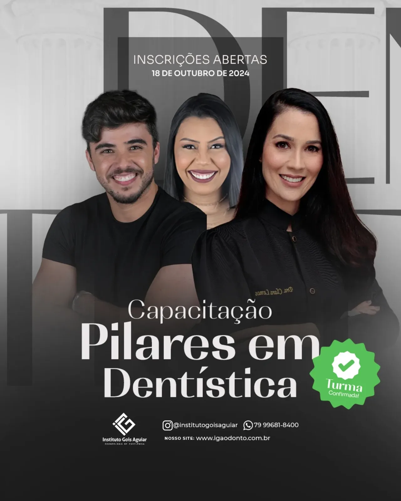 Arte de divulgação da Capacitação Pilares em Dentística – Turma 3