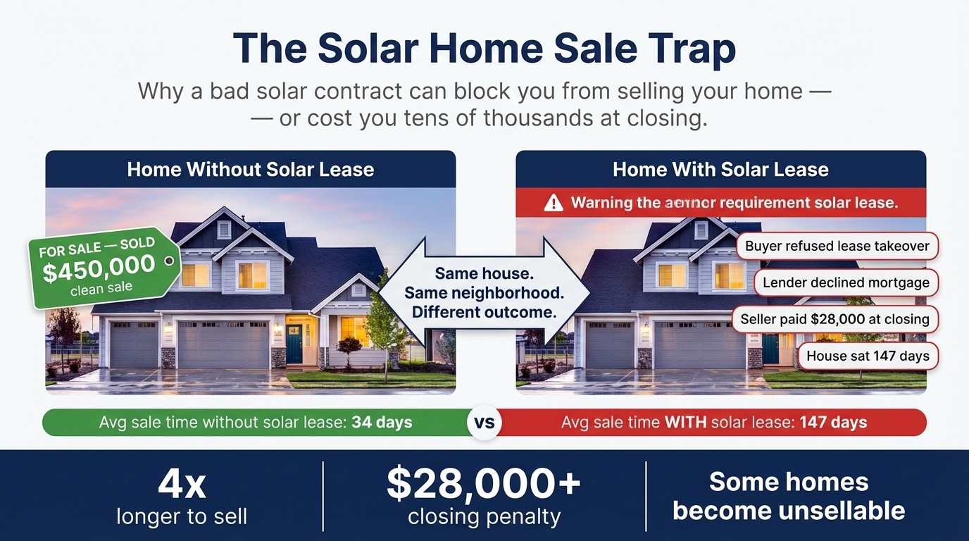 Comparison of selling a home with vs without a solar lease