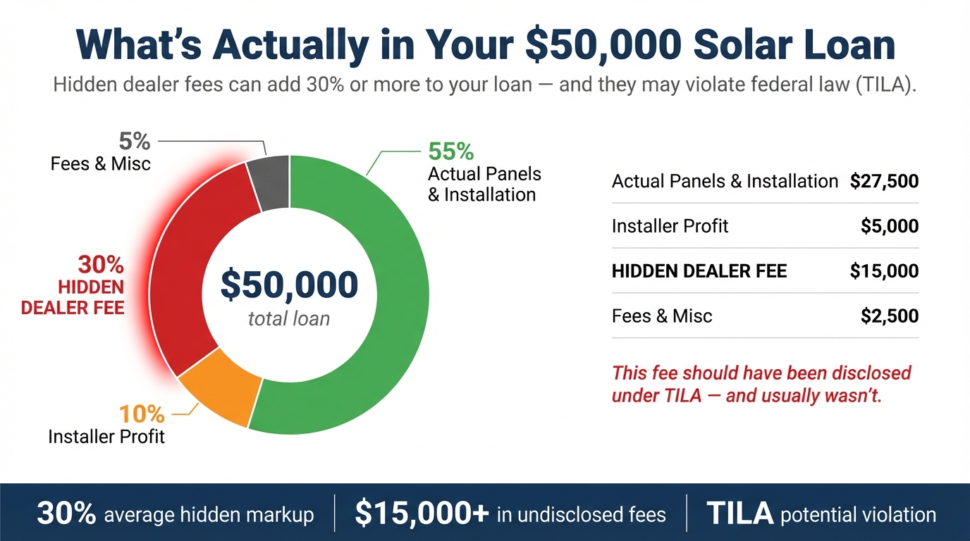 Breakdown of hidden dealer fees in a solar loan