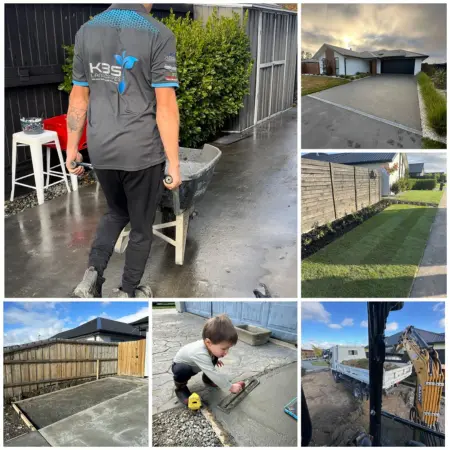 Freshly laid concrete driveway in christchurch