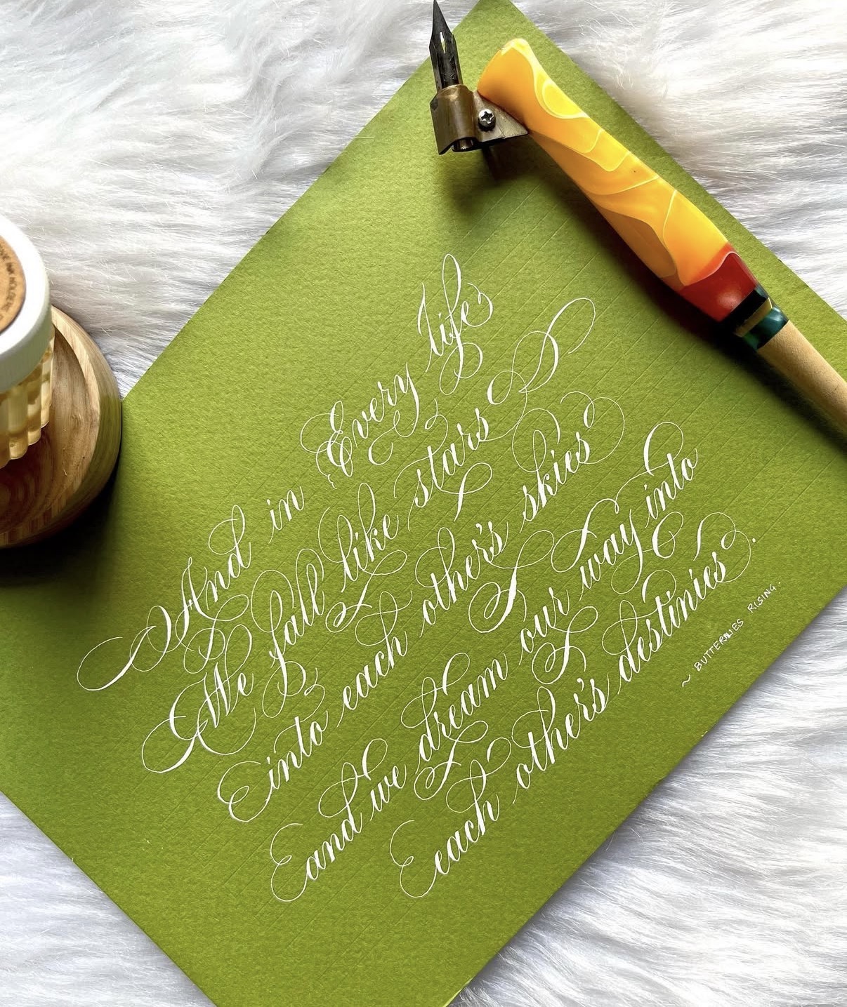 Detailed flourished lettering example