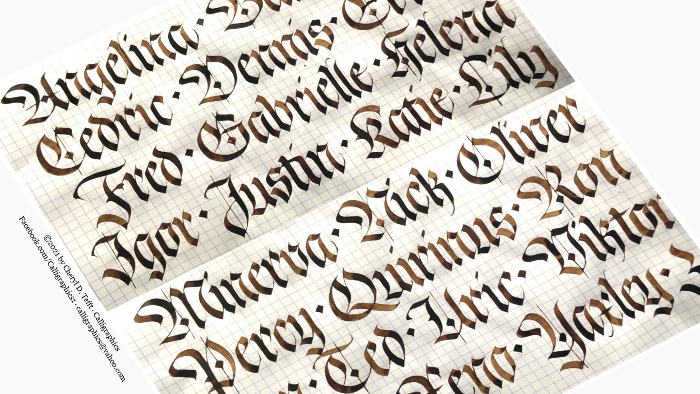 Fraktur blackletter calligraphy by Cheryl Tefft