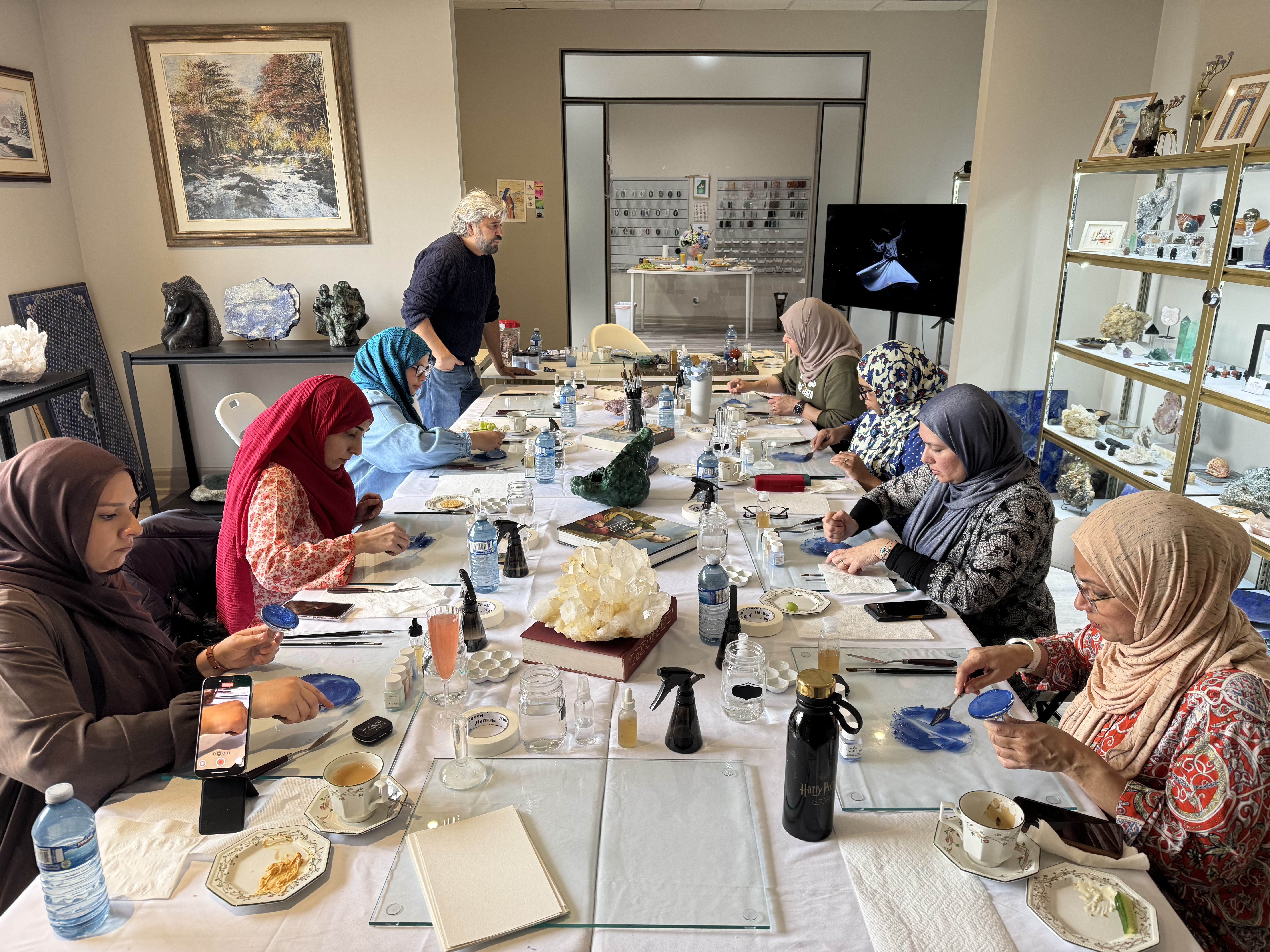 Gemstone Paint Making Masterclass — raw stones being ground into pigment