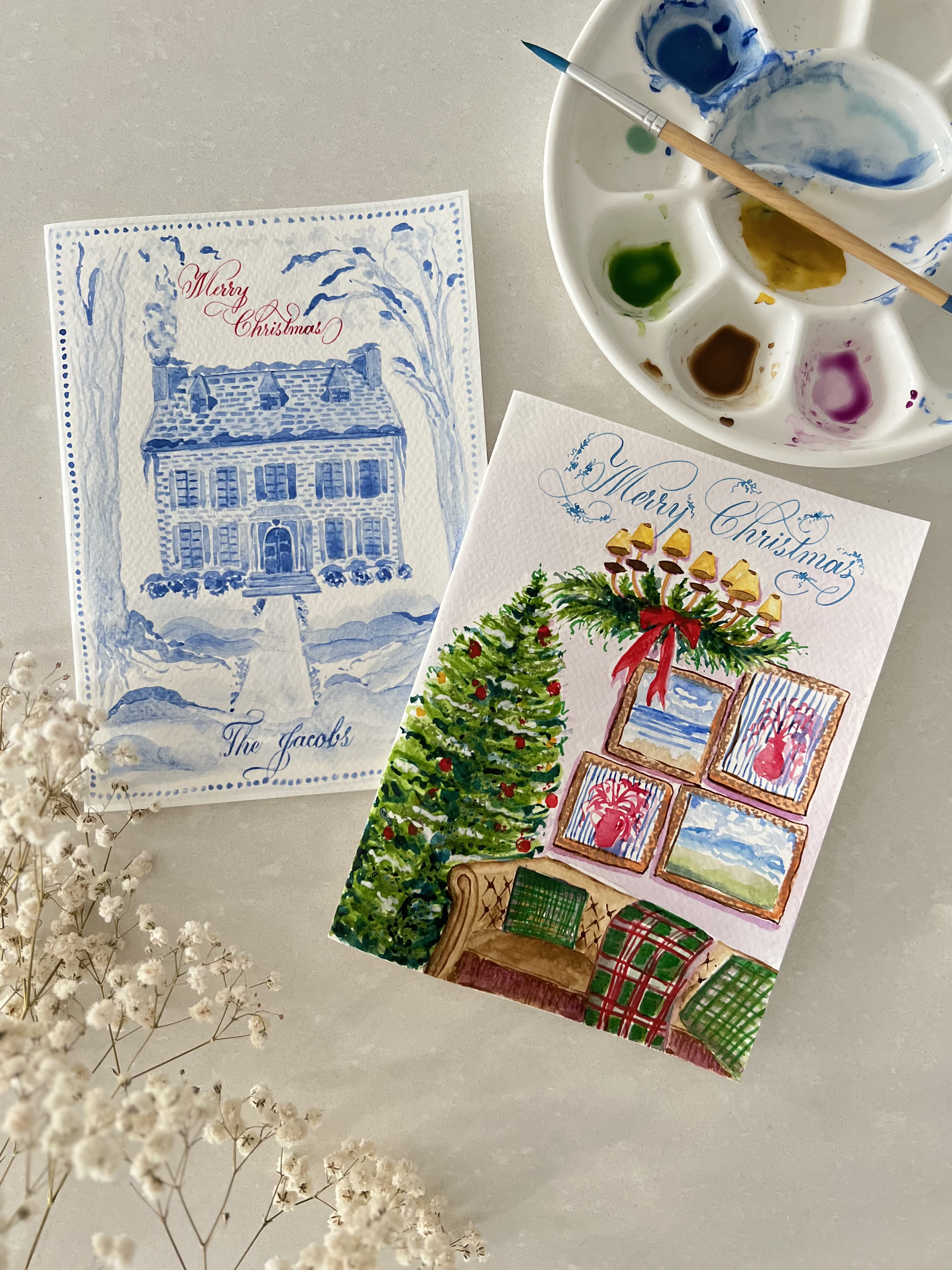 Hand-lettered Christmas card by Amrita Sokhy