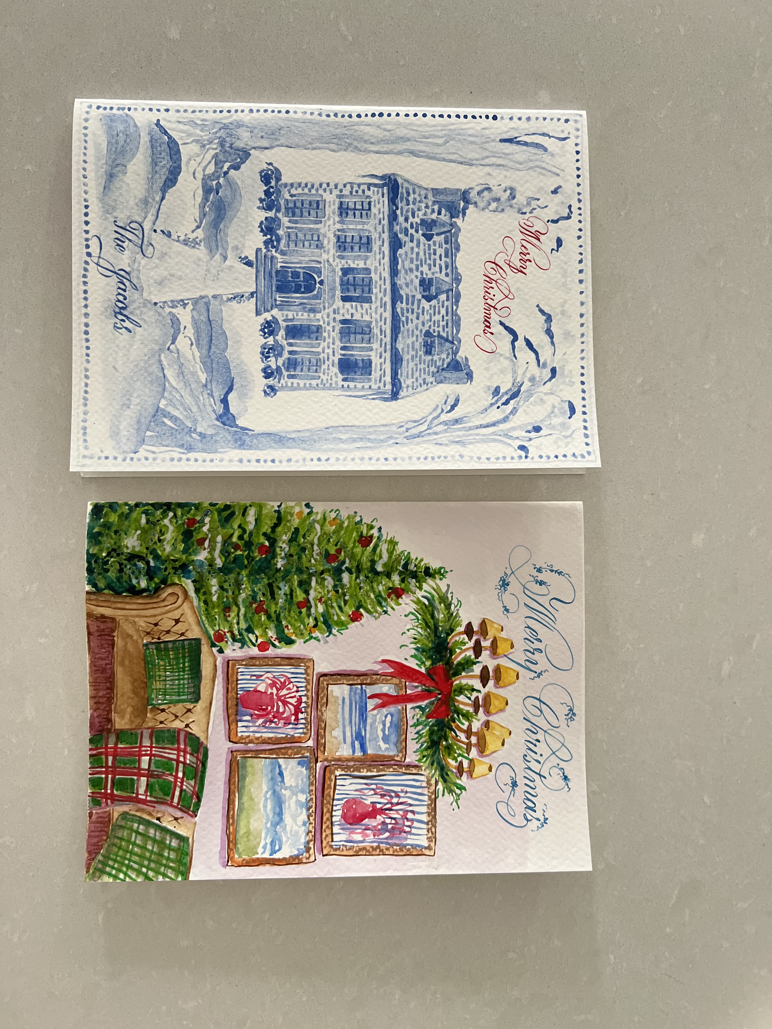 Hand-lettered Christmas card by Amrita Sokhy