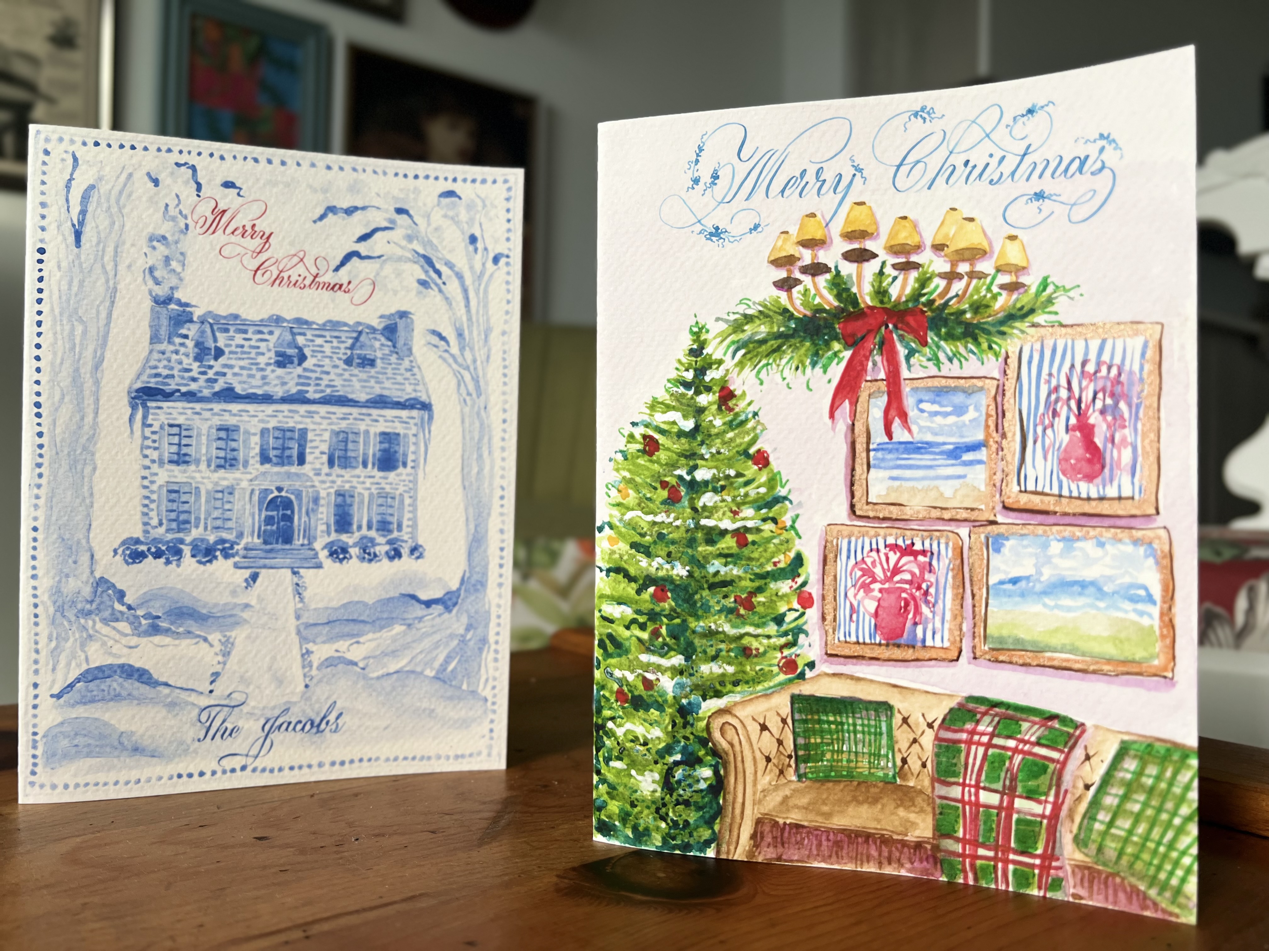 Hand-lettered Christmas card by Amrita Sokhy