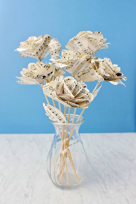 Upcycled paper ornament made from practice sheets