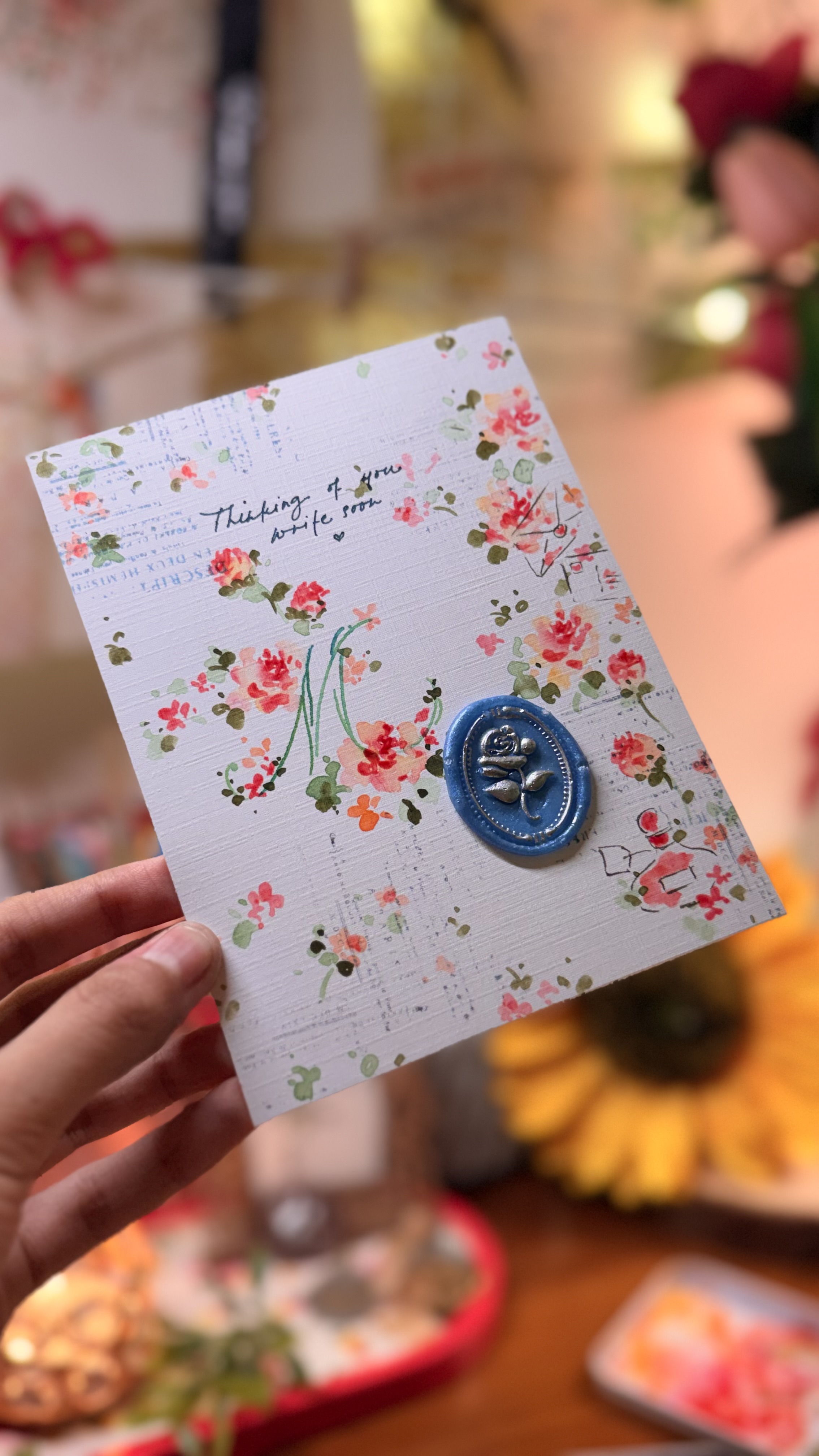 Floral glass pen monogram