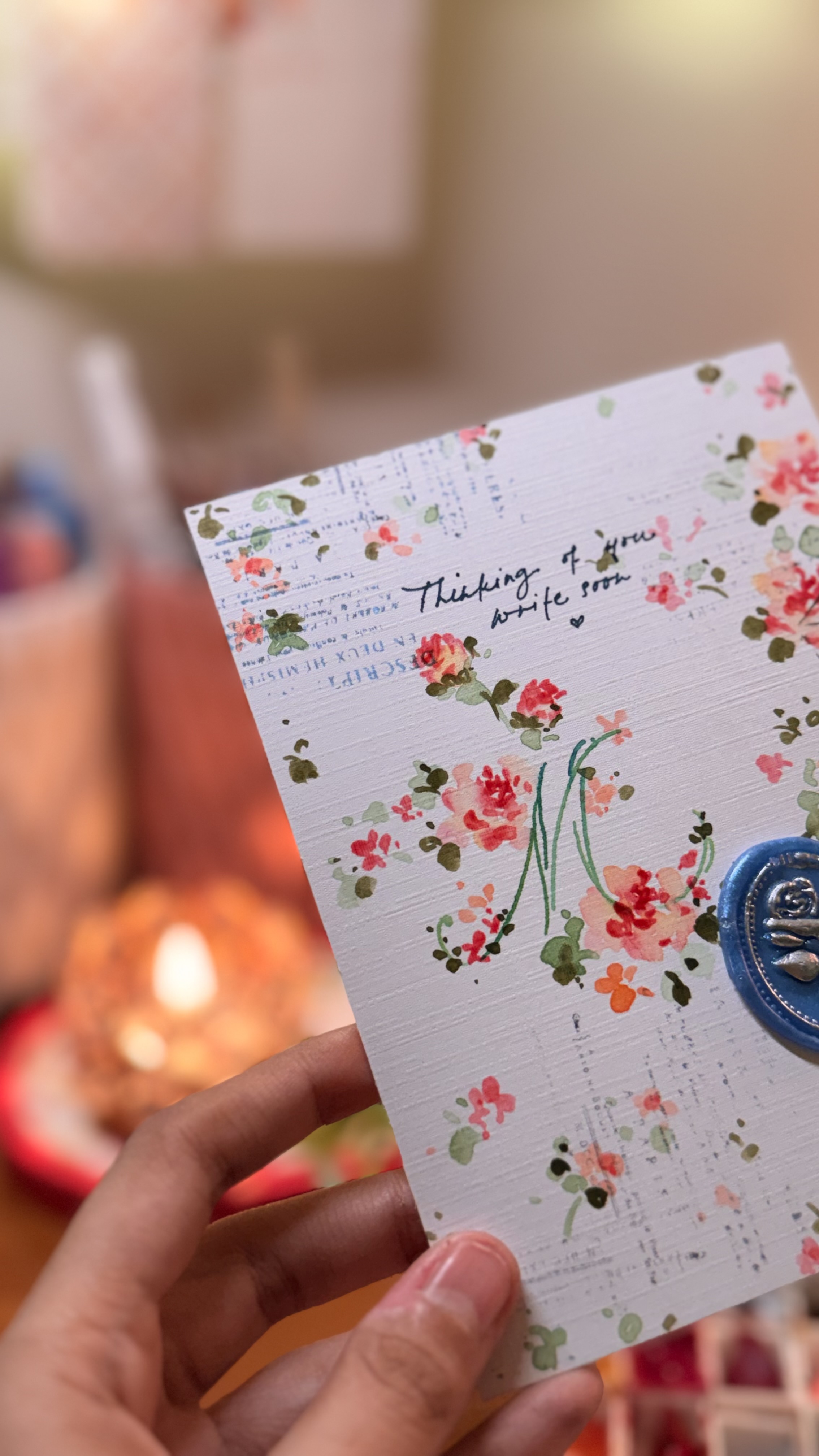 Floral glass pen monogram