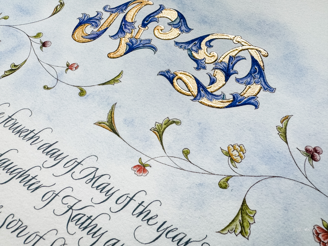 Dimensions of Gold, gilded lettering by Kestrel Montes
