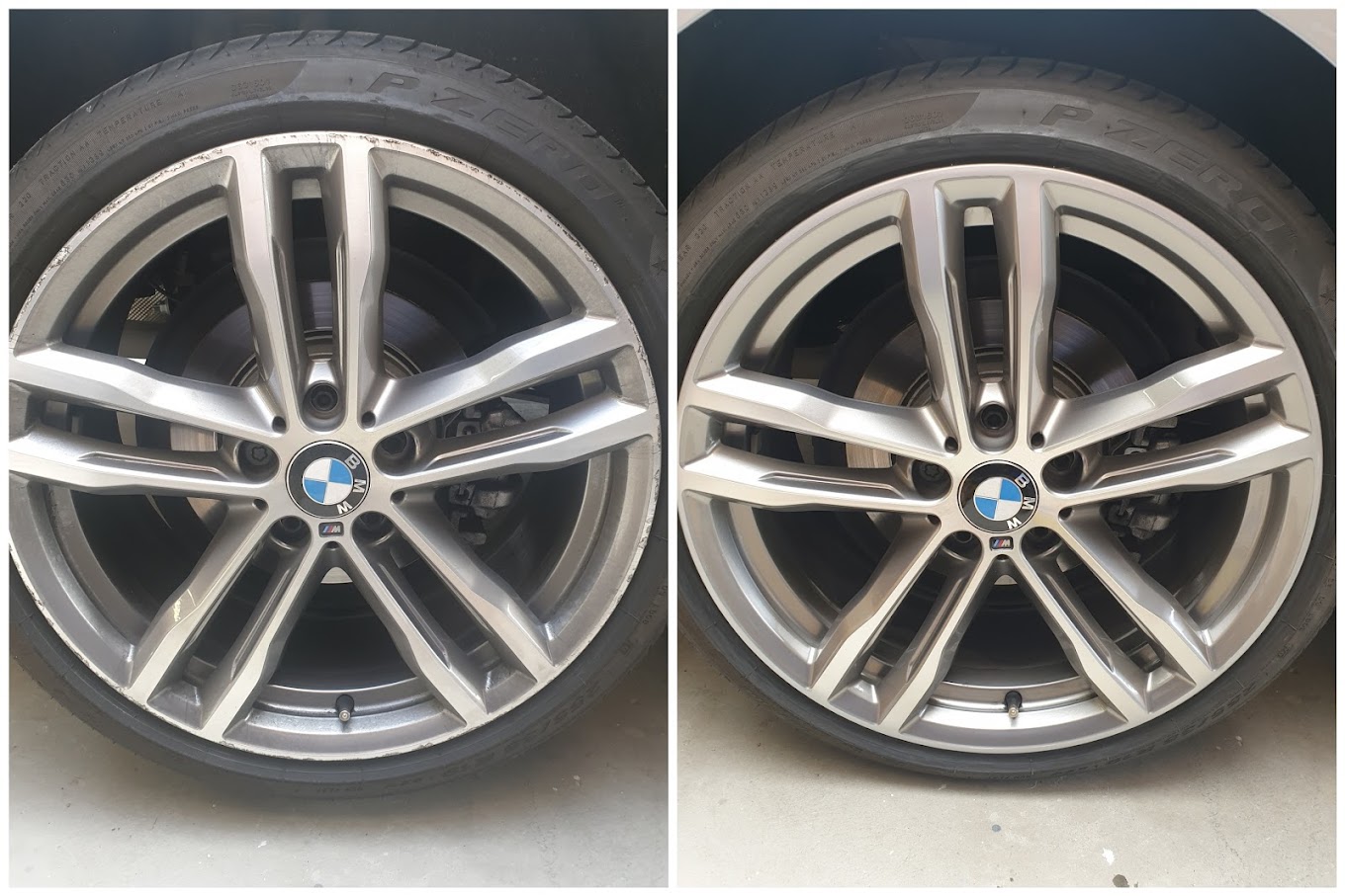 Scratched rim repair before and after