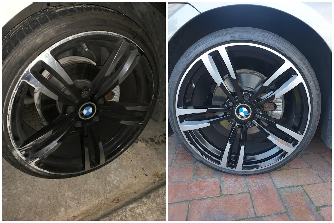 Wheel repair before and after
