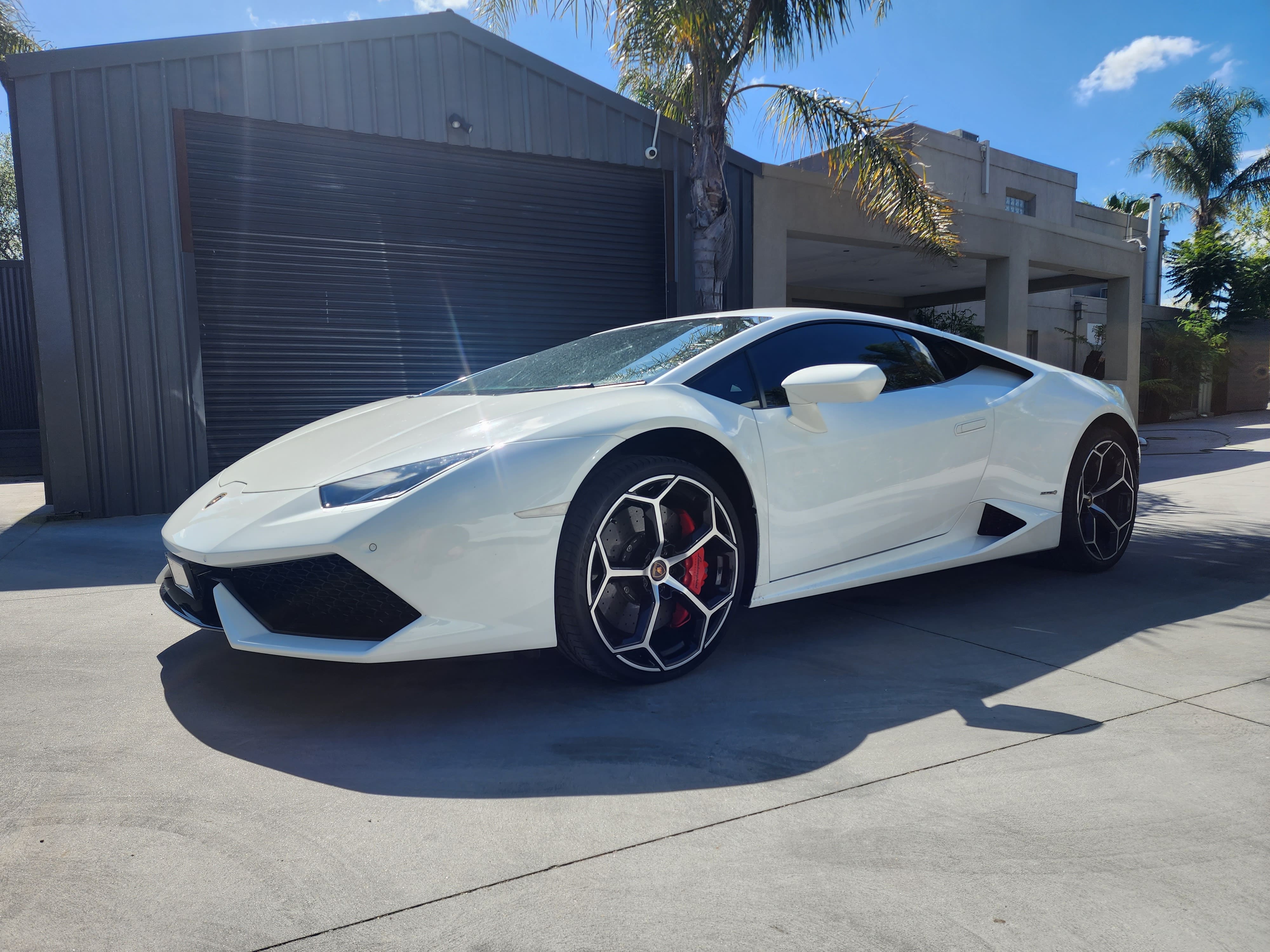 White Lamborghini alloy wheel detail