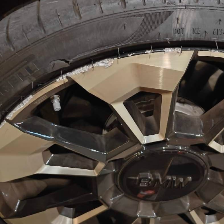 Wheel damage before repair