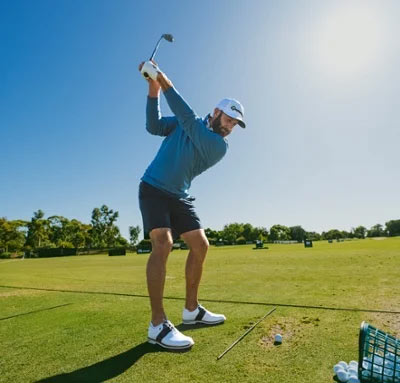Dustin Johnson at driving range