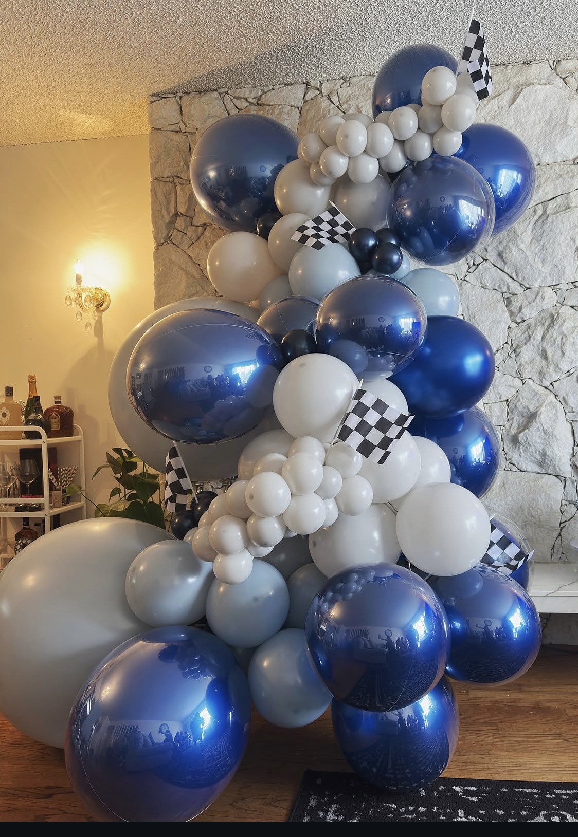 Hotel suite styling with balloon decor for a celebration
