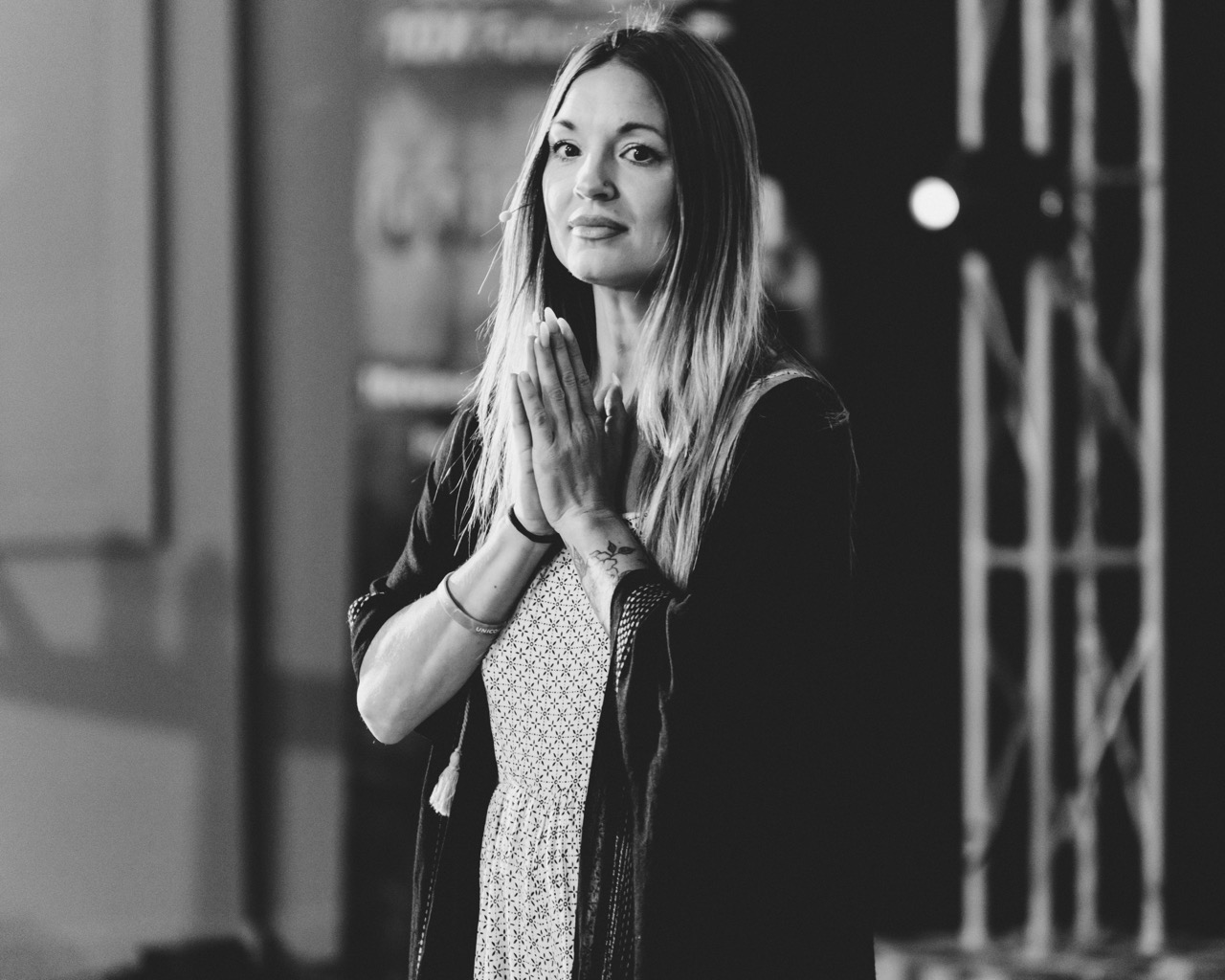 Mary Hope guiding breathwork in community
