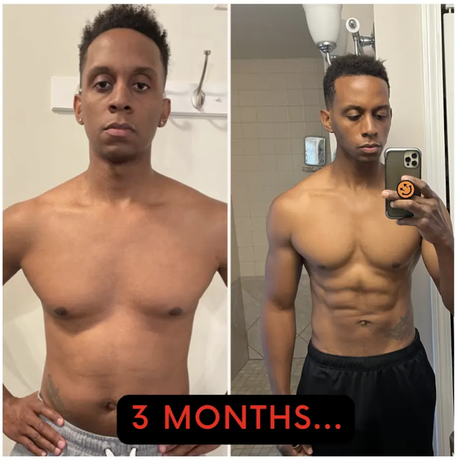 Member before-and-after comparison with the original caption: 3 months.