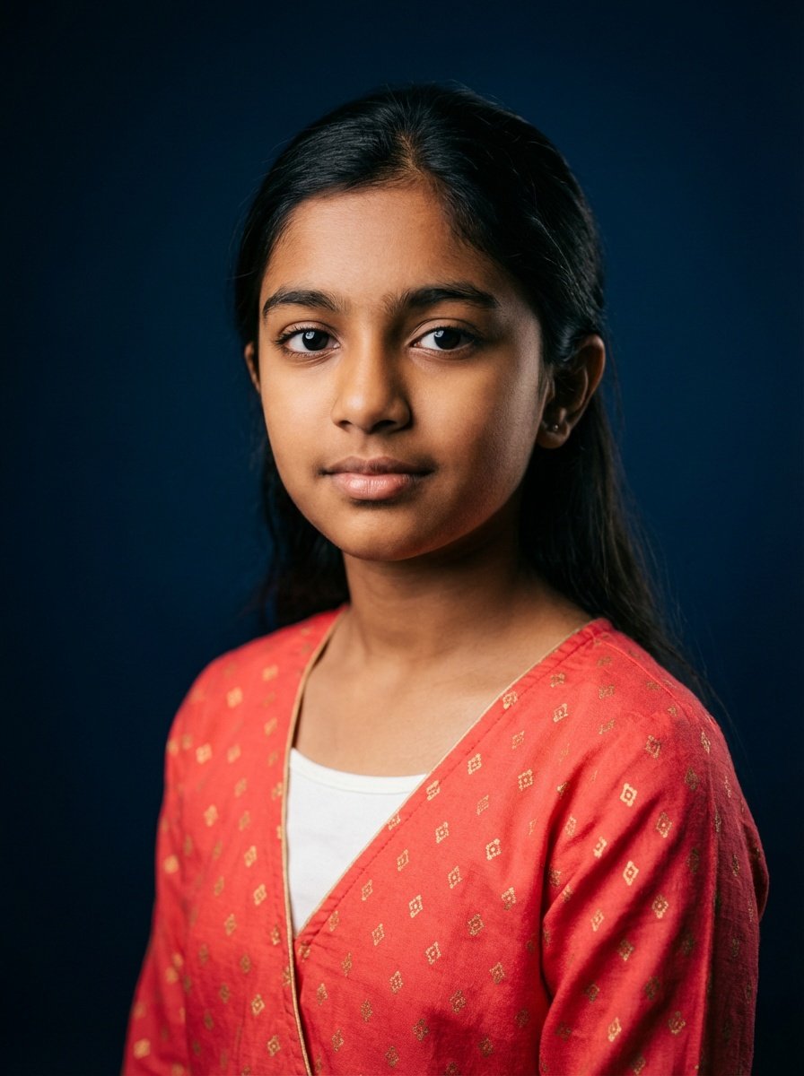 Portrait - Girl on Blue