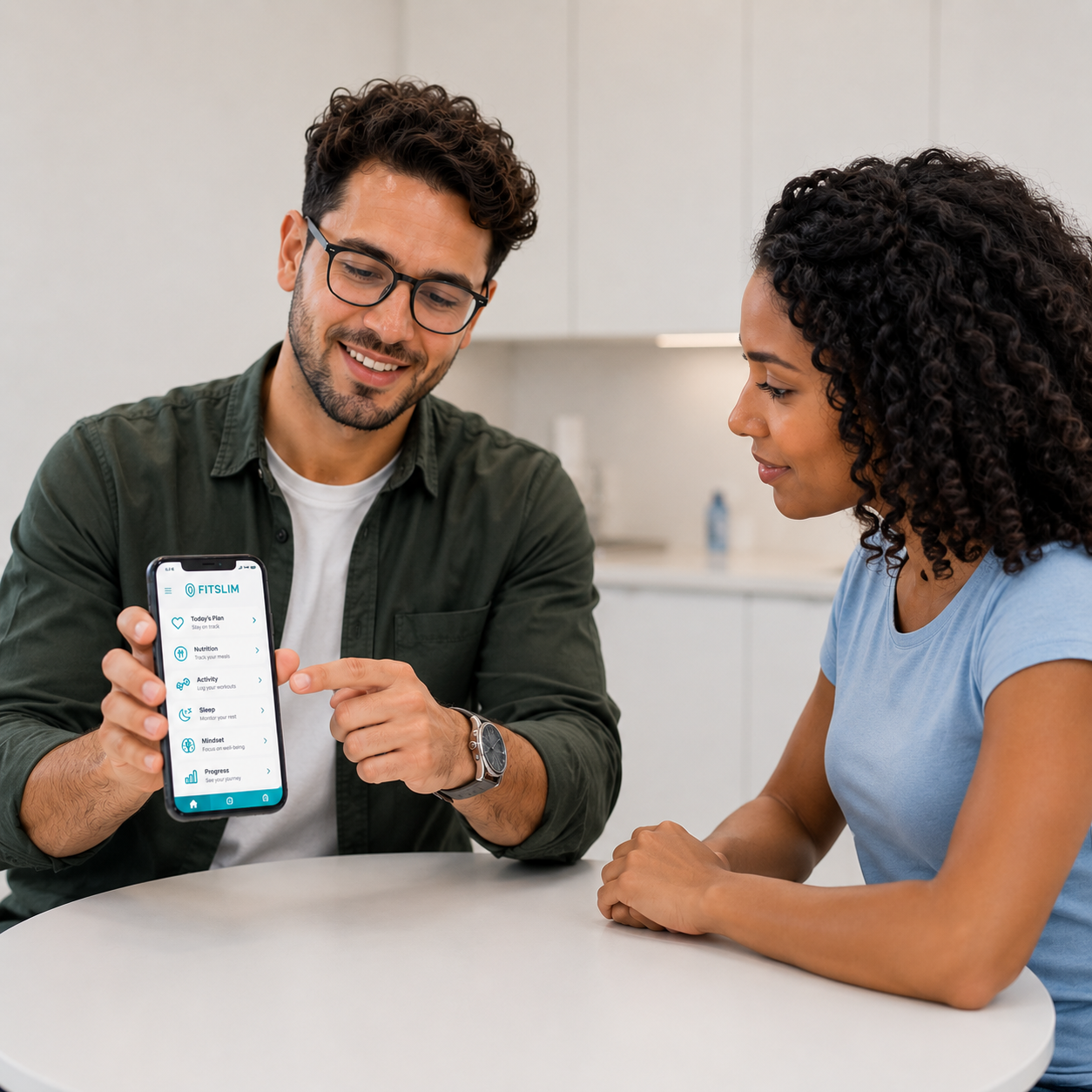 Member checking FitSlim AI on phone during everyday life
