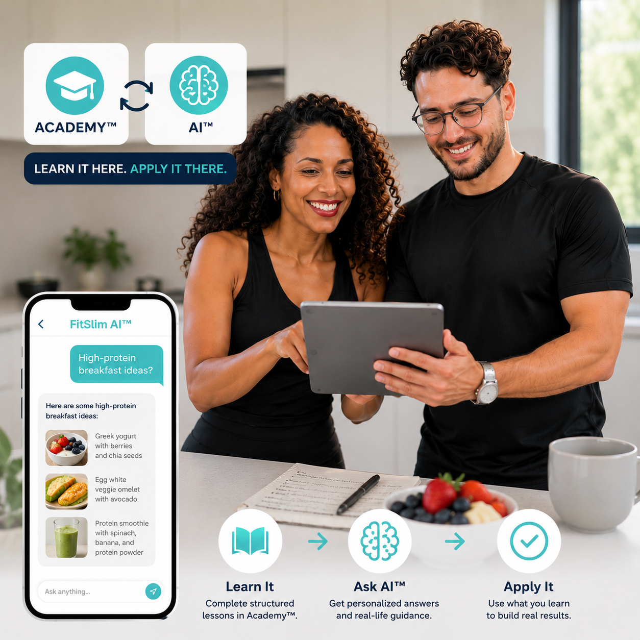 Member applying an Academy lesson with FitSlim AI