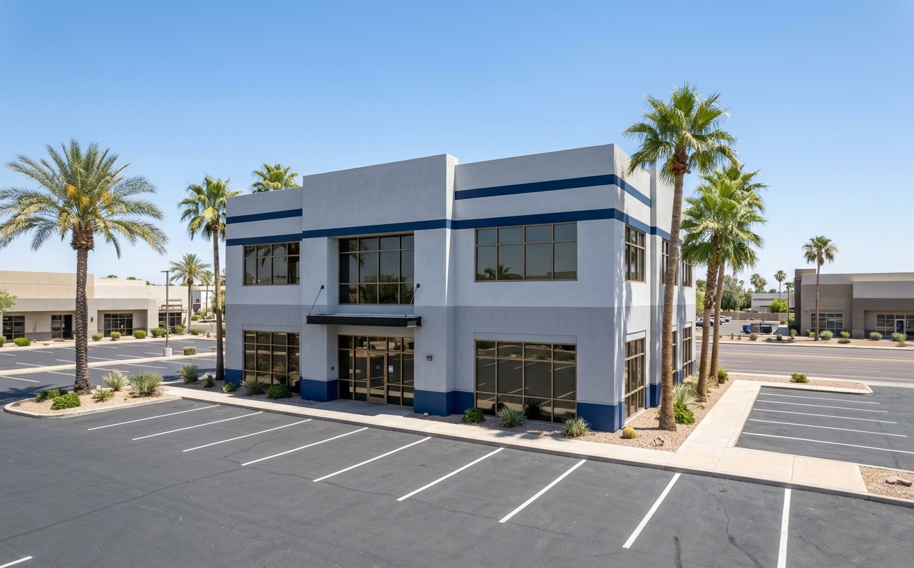 Repainted commercial office building exterior in Phoenix