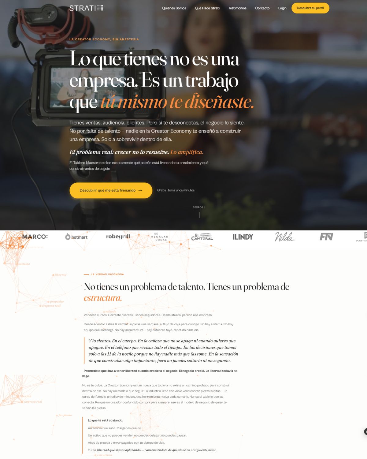 Strati Mentorías landing page