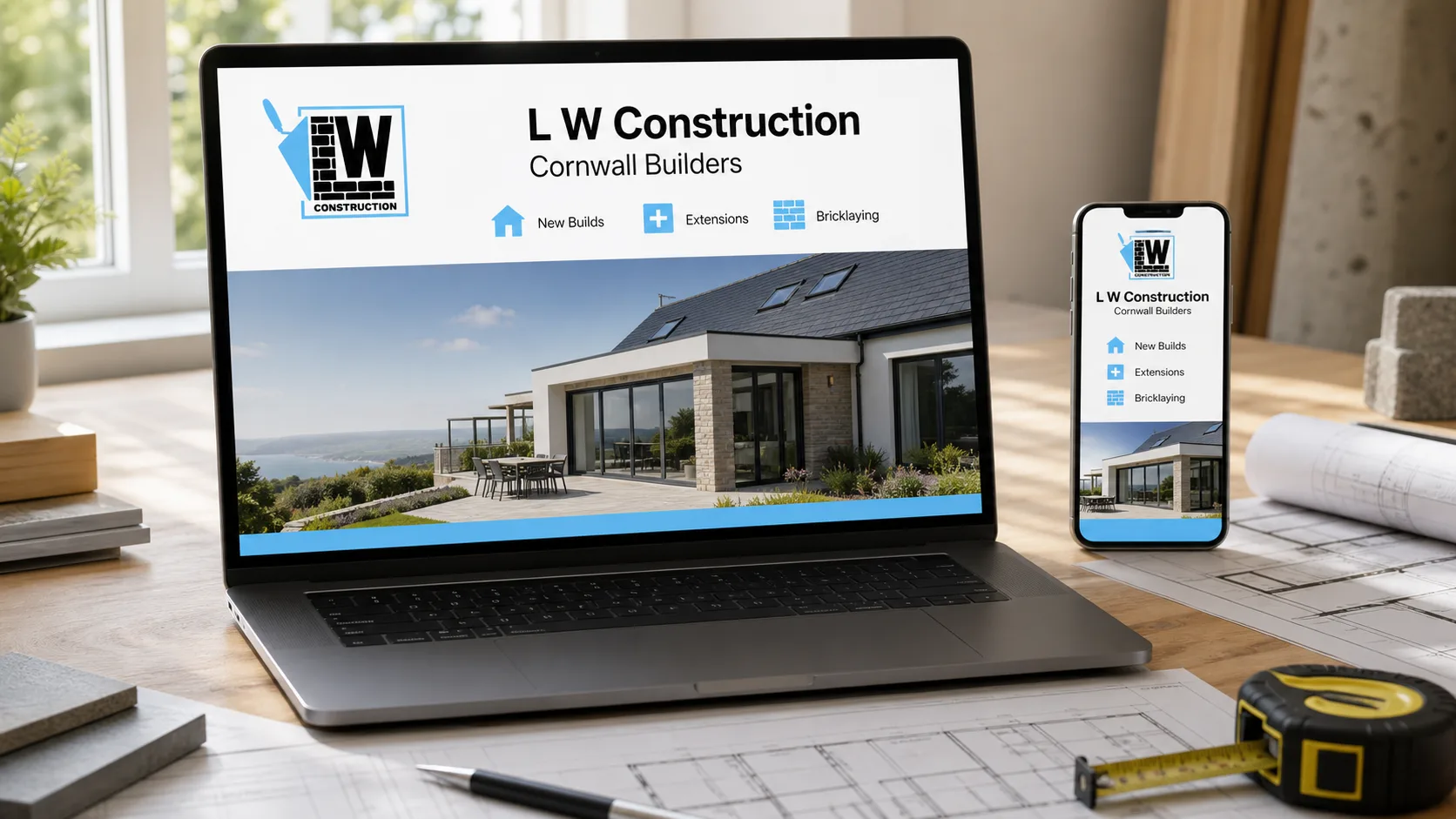 L W Construction work shown on a device