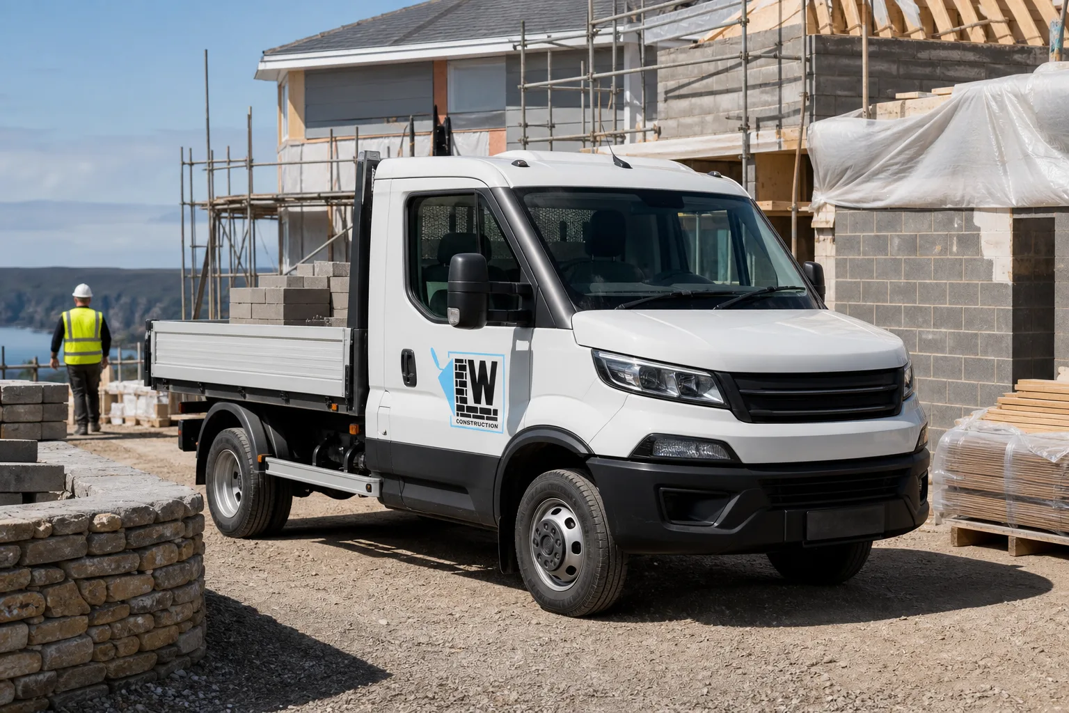 L W Construction tipper on a Cornwall groundworks job