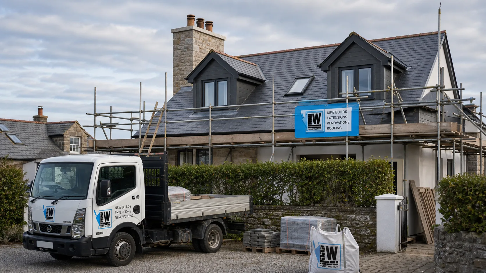 Slate roof completed by L W Construction in Cornwall
