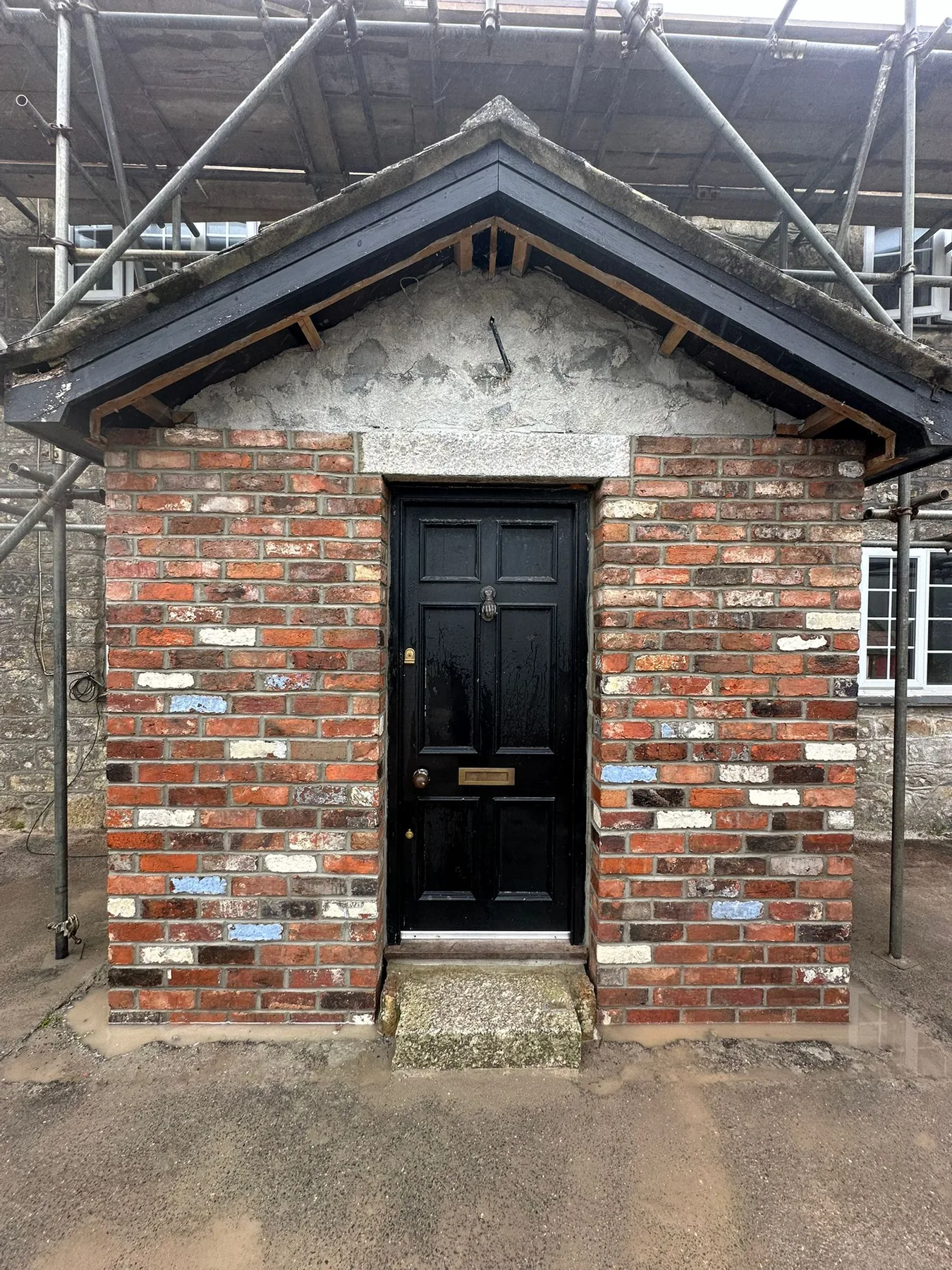 Decorative mixed brickwork by L W Construction — Nancledra, Cornwall — finished side angle, NVQ Level 3 detail