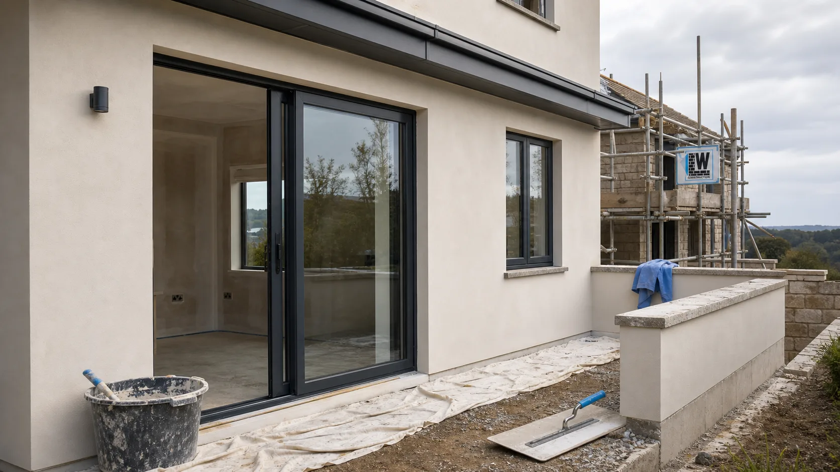 Smooth plastered interior wall in a Cornwall property