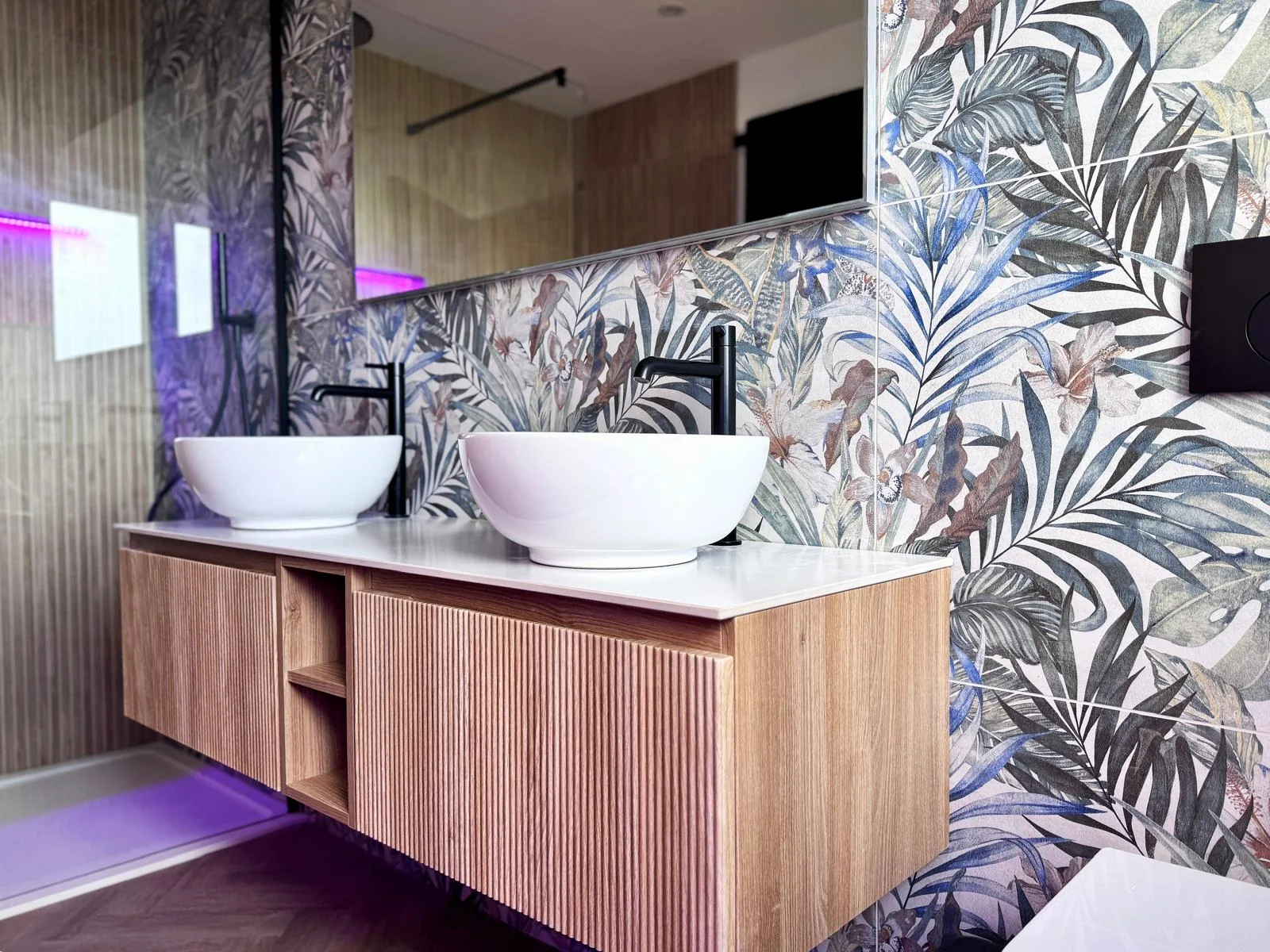 Premium Cornwall new build by L W Construction — luxury bathroom with double vanity