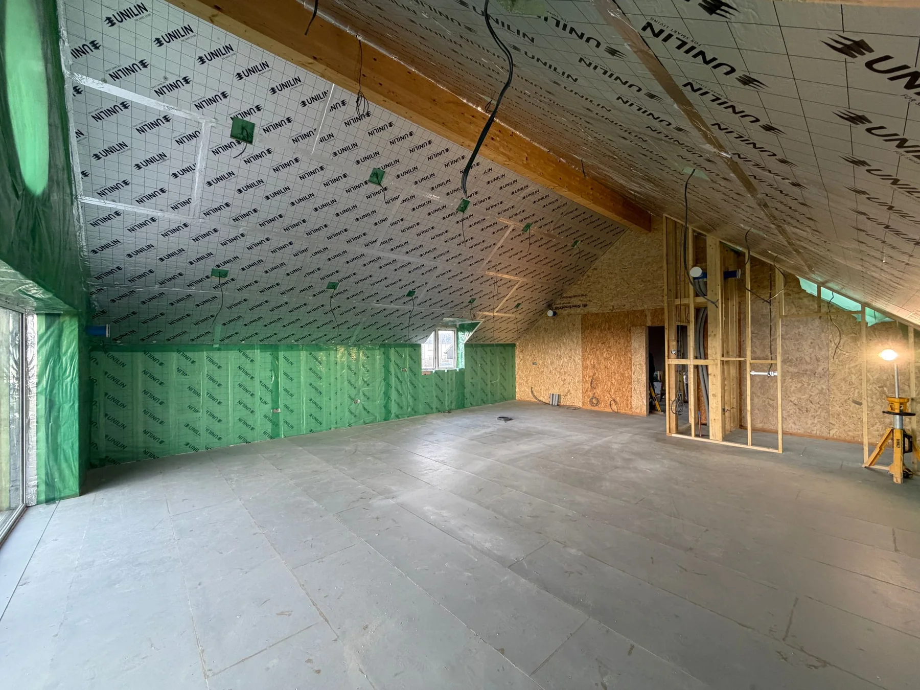 Recent Cornwall work by L W Construction — vaulted room with full insulation during build, Cornwall premium new build