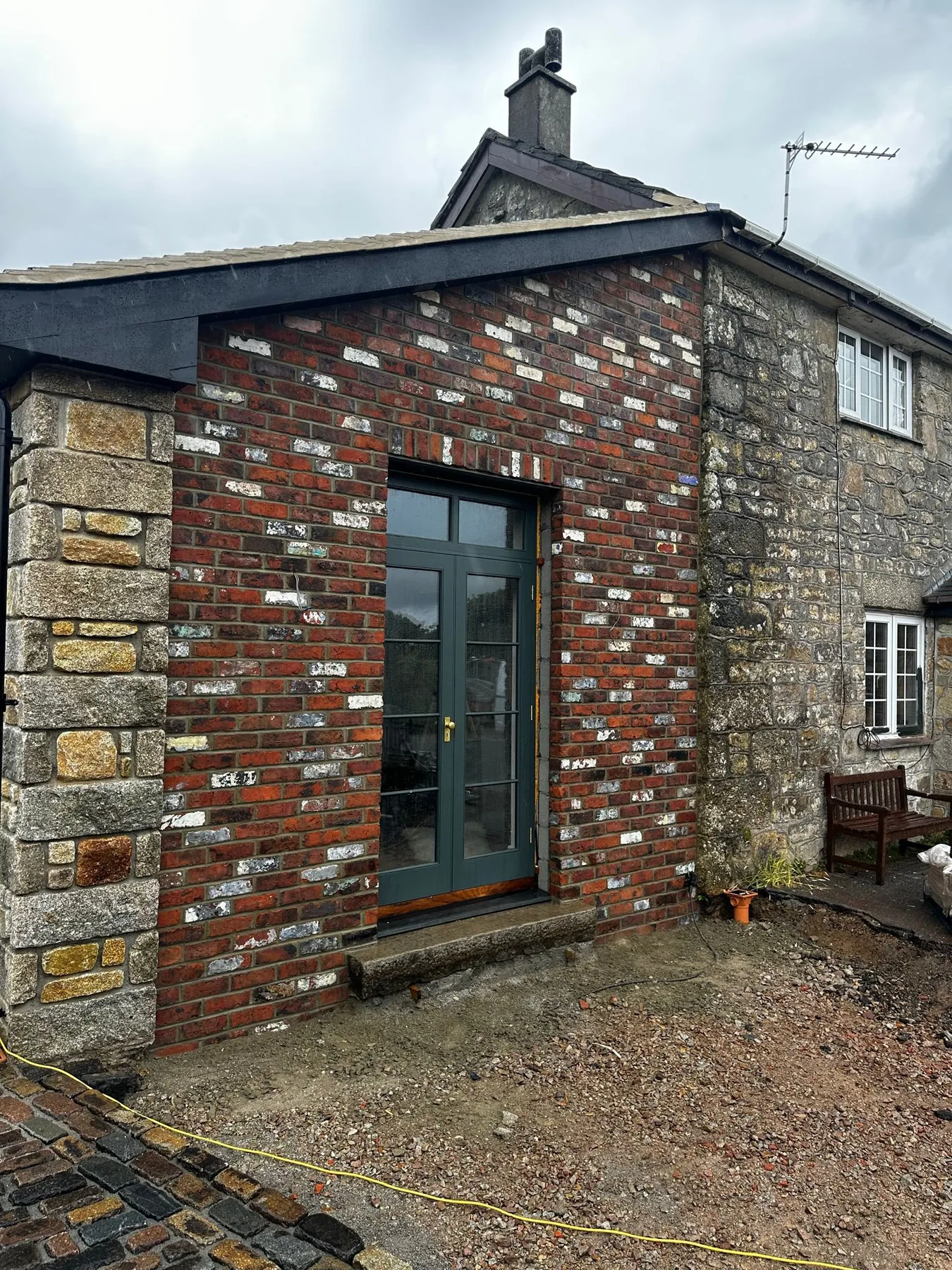 Decorative mixed brickwork by L W Construction — Nancledra, Cornwall — finished close-up detail, NVQ Level 3 work