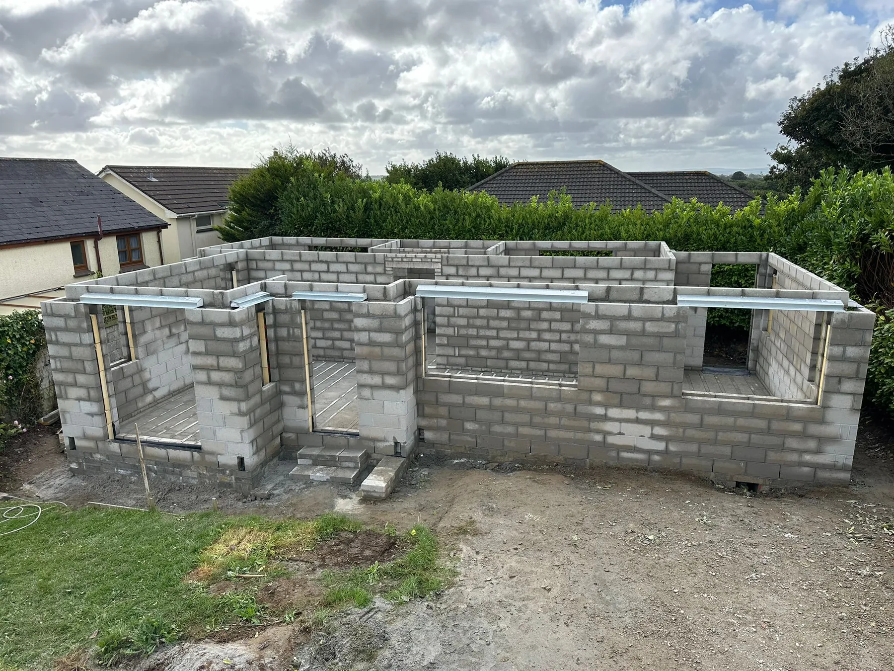 Block Laying by L W Construction — garden room outbuilding block shell in progress, Cornwall