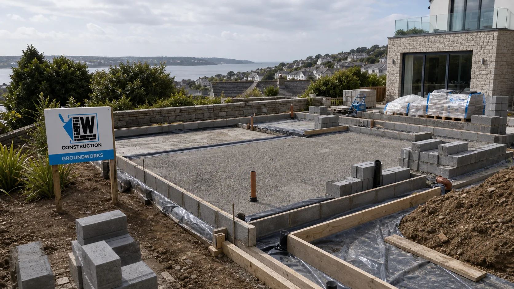 Groundworks and foundations on a Cornwall site