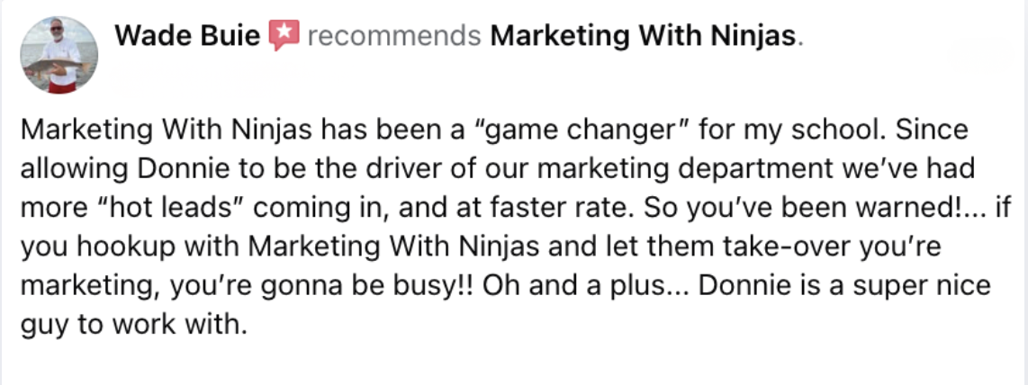 Wade Buie recommends Marketing With Ninjas on Facebook