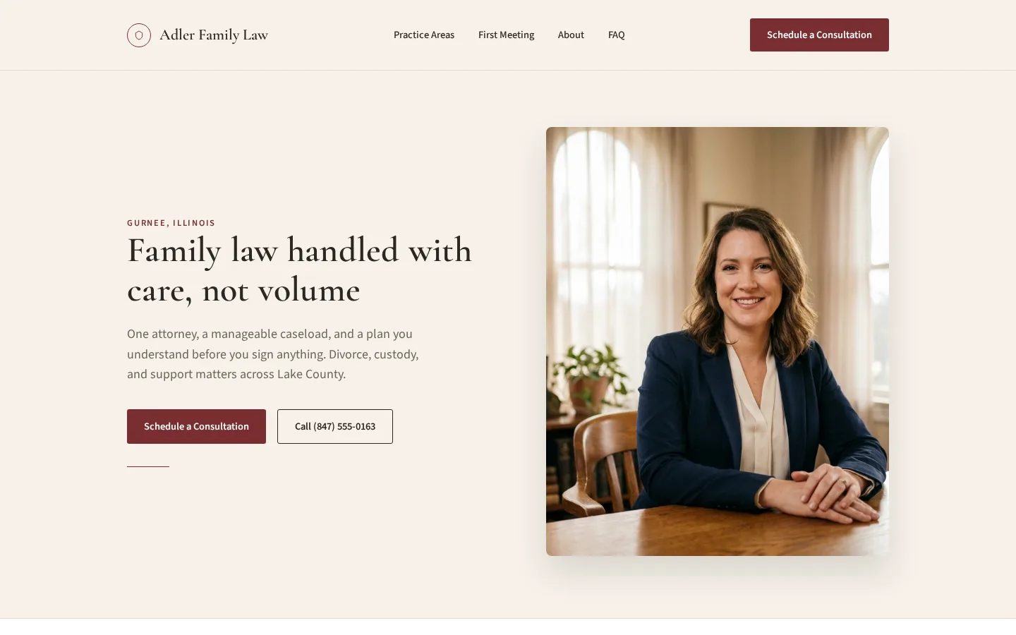 Home page of the Adler Family Law spec project.