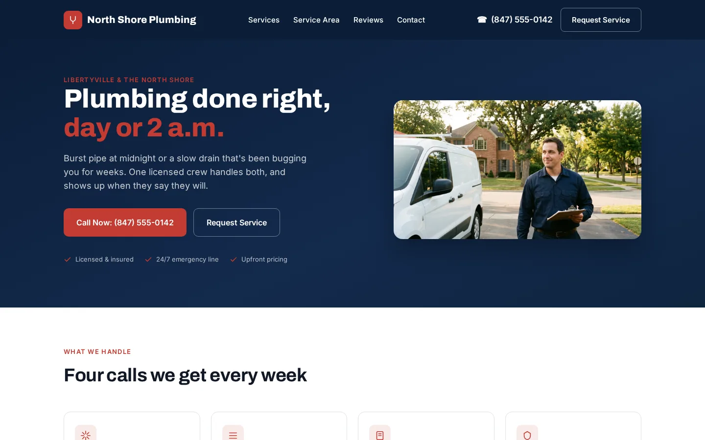 Home page of the North Shore Plumbing spec project.