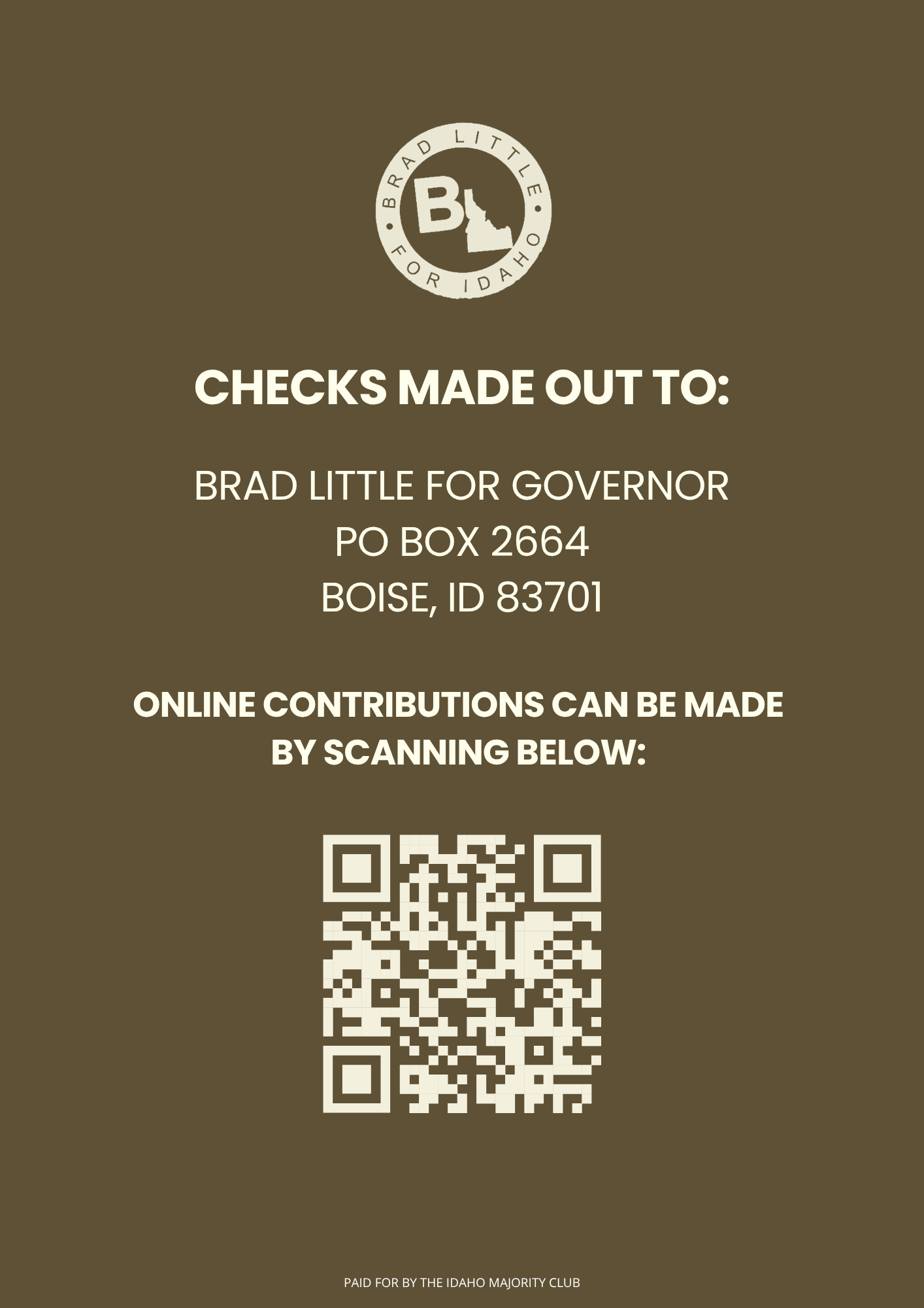 QR Code - Contribute to Brad Little for Governor