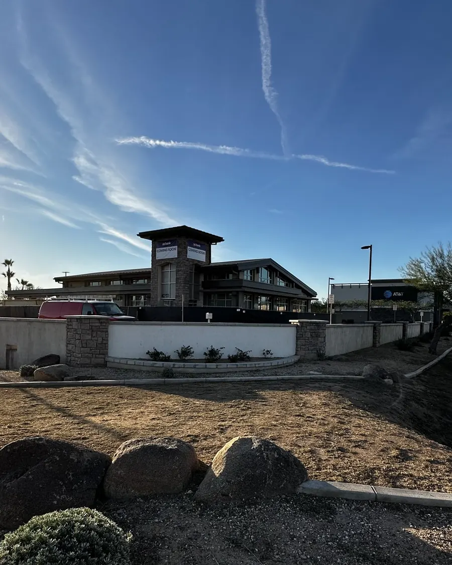 Bank branch site before landscaping and finish work
