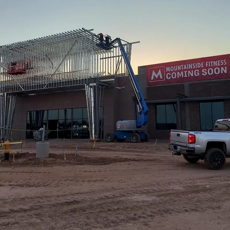 Fitness center exterior during construction