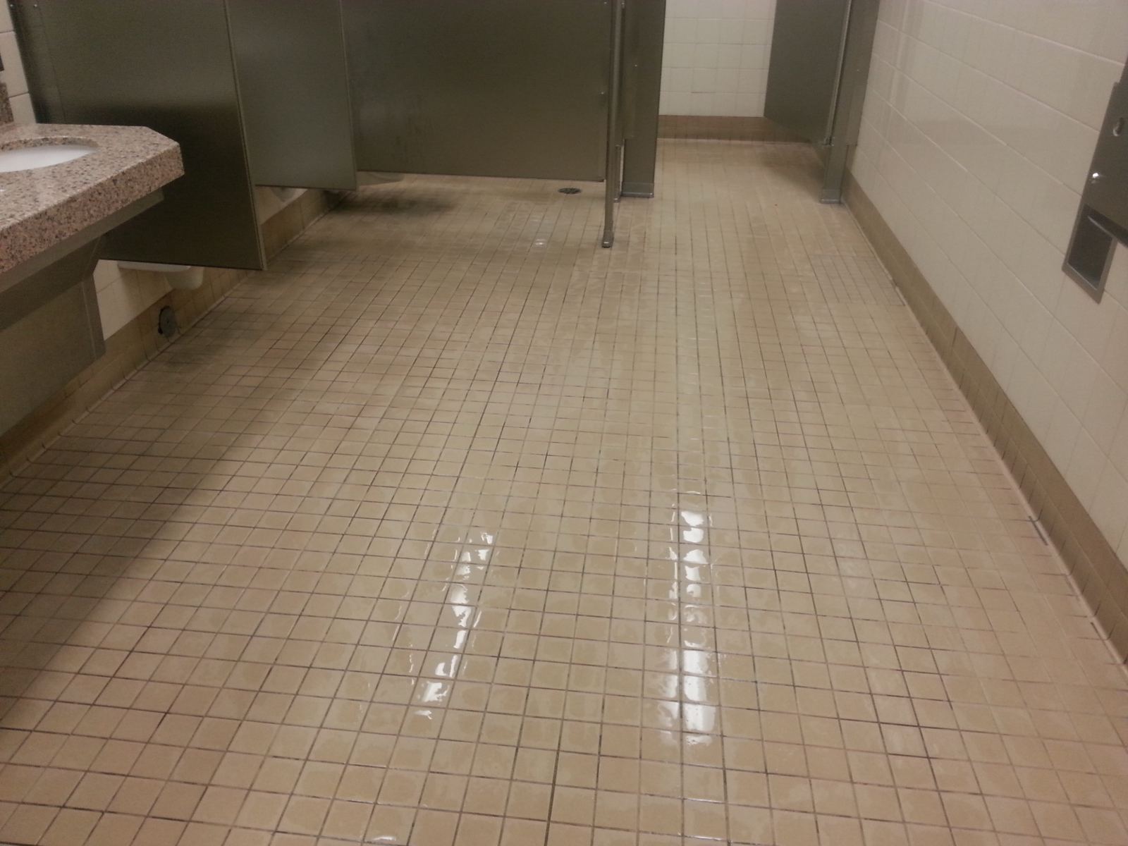 Commercial restroom tile after cleaning