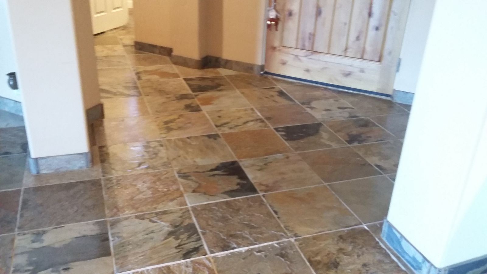 Clean slate hallway floor